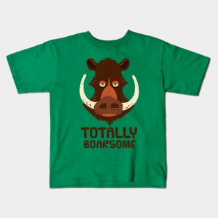 Totally Boarsome - Cartoon Boar Pun. Kids T-Shirt